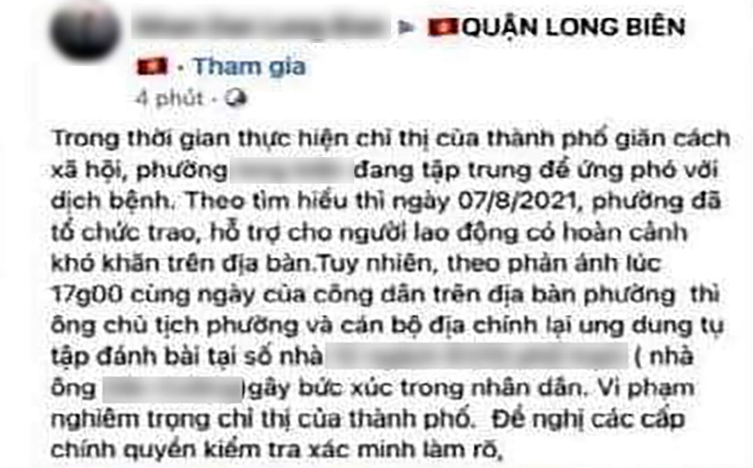 Công an vào cuộc xác minh vụ lãnh đạo phường ở Hà Nội tụ tập đánh bài khi giãn cách xã hội - Ảnh 1.