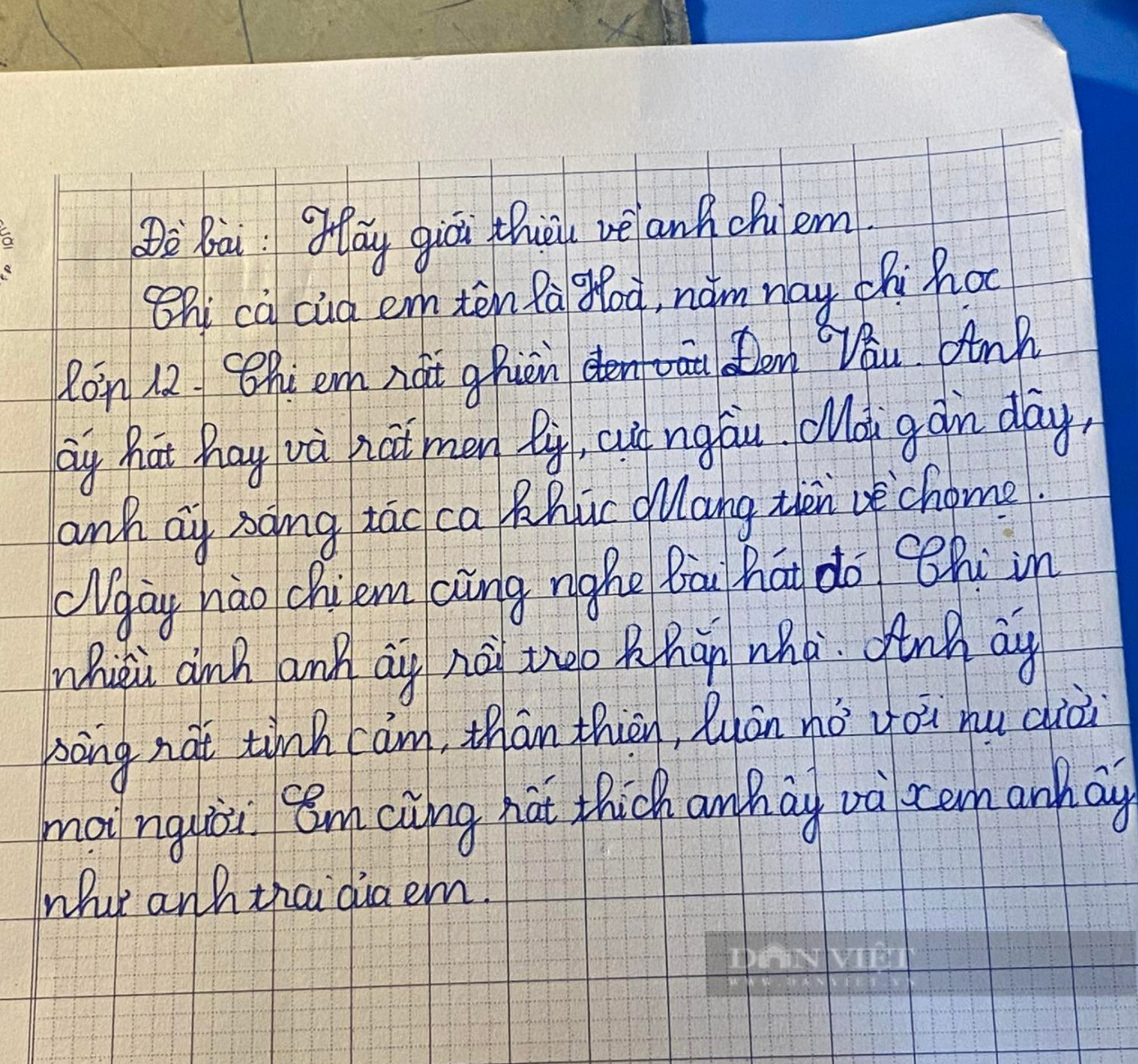 Bài văn gây bão của học sinh lớp 3 vì tả chị nhưng lại &quot;hóa&quot; thành Đen Vâu - Ảnh 1.