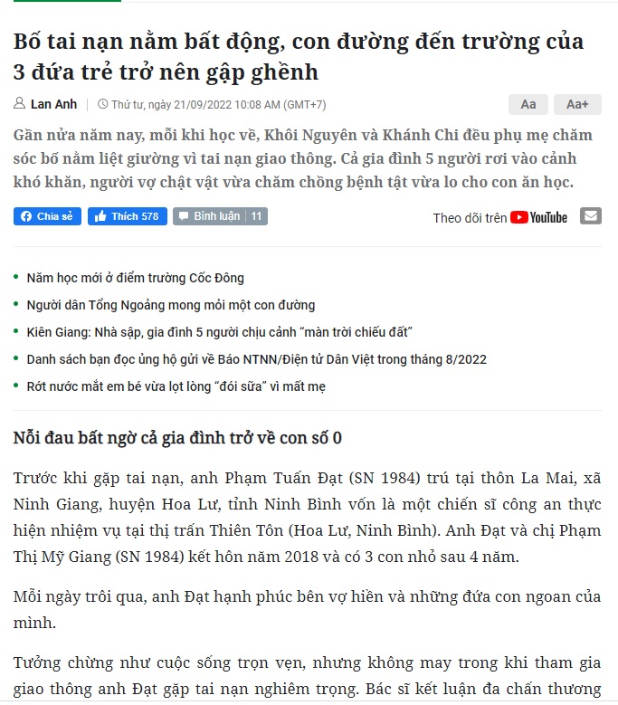 Danh sách bạn đọc ủng hộ gửi về Báo NTNN/Điện tử Dân Việt tháng 9/2022 - Ảnh 2.