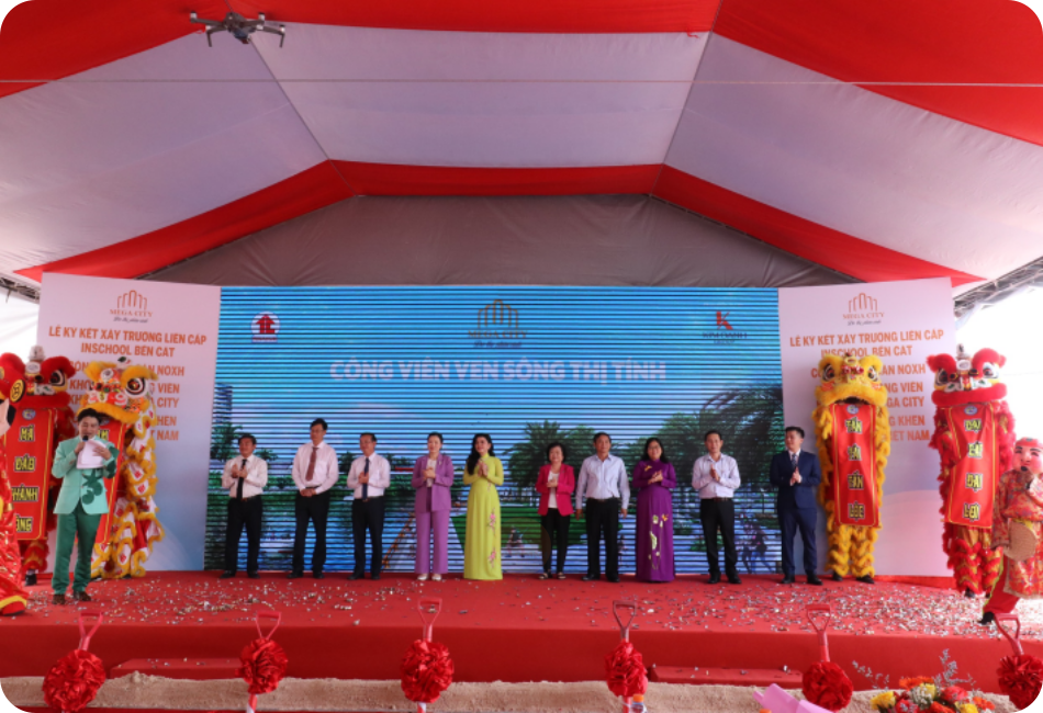 Kim Oanh Group ký hợp tác xây trường INschool Bến Cát, khởi công công viên ven sông KĐT Mega City - Ảnh 3.