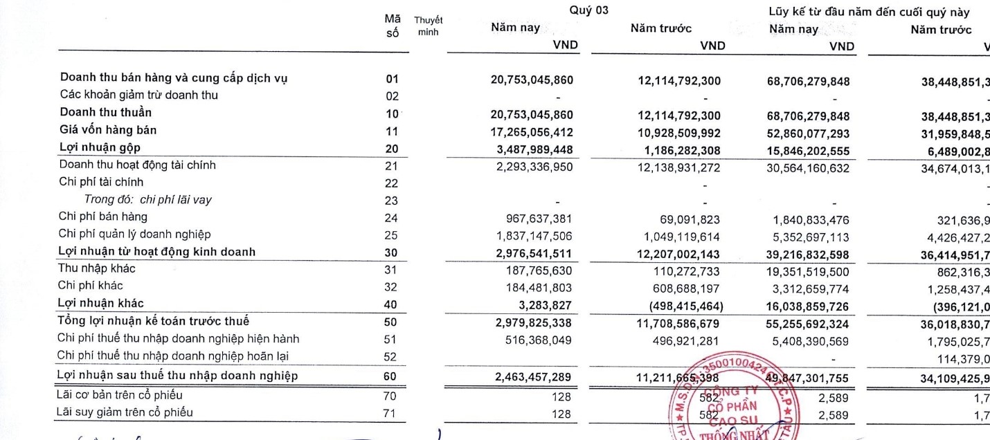 Lũy kế 9 tháng, Cao su Thống Nhất (TNC) lãi vượt kế hoạch năm 20% dù lãi quý III/2022 giảm 78% - Ảnh 1.