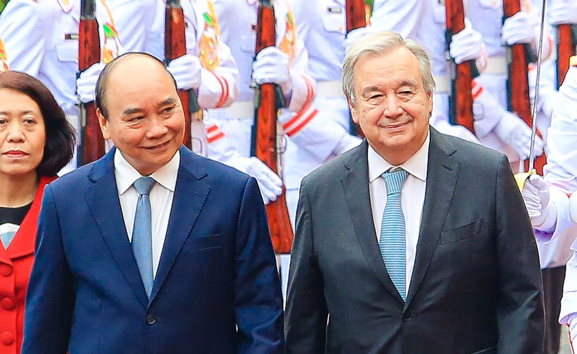 Cận cảnh lễ đón Tổng Thư ký Liên Hiệp Quốc António Guterres thăm Việt Nam - Ảnh 6. Cận cảnh lễ đón Tổng Thư ký Liên Hiệp Quốc António Guterres thăm Việt Nam - Ảnh 6.