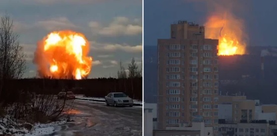 Nổ đường ống dẫn khí đốt gần St. Petersburg, Nga tạo ra quả cầu lửa khổng lồ - Ảnh 1.
