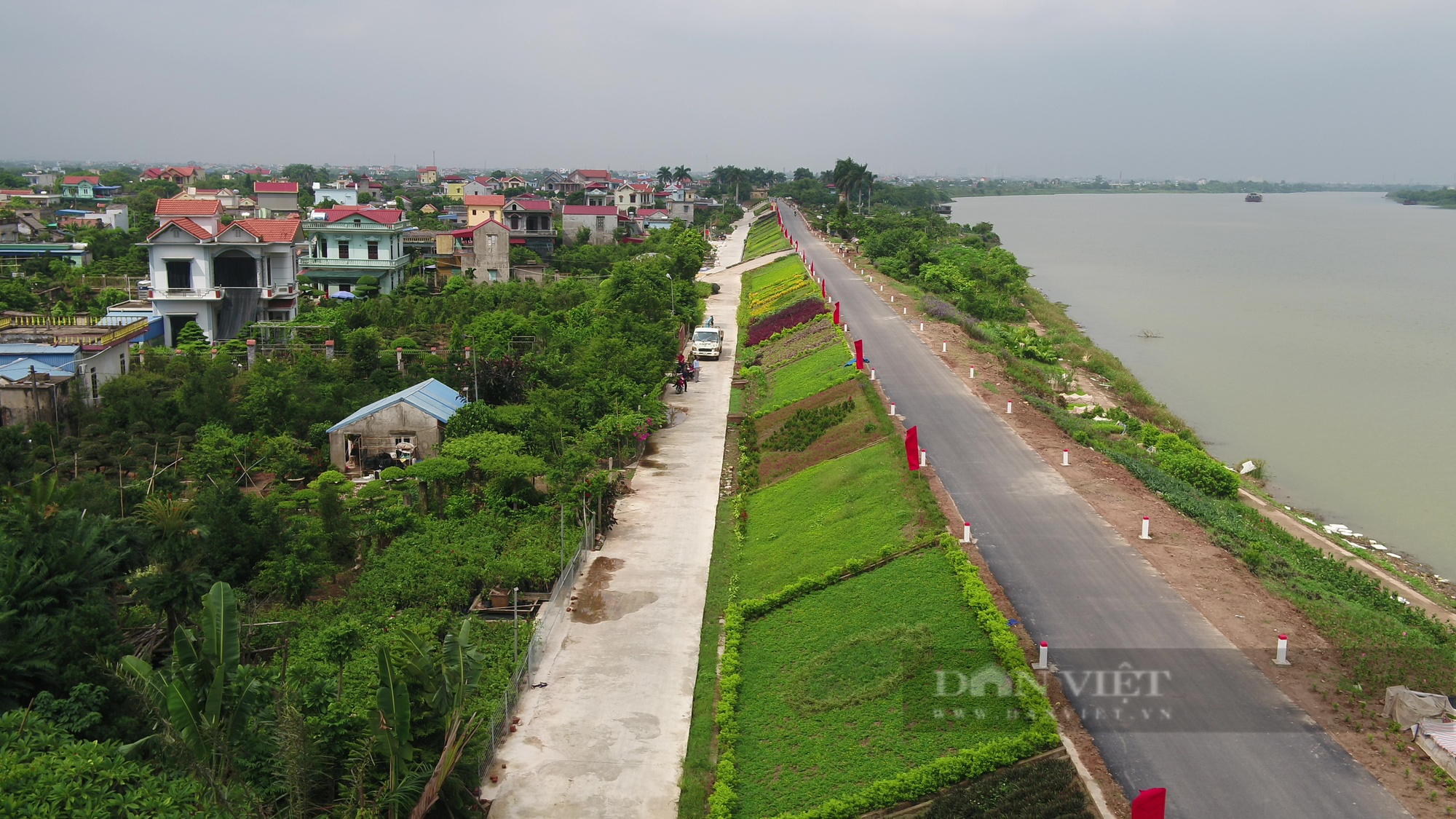 “Vườn hoa” nở rộ trên tuyến đê kiểu mẫu Điền Xá Nam Định - Ảnh 2.