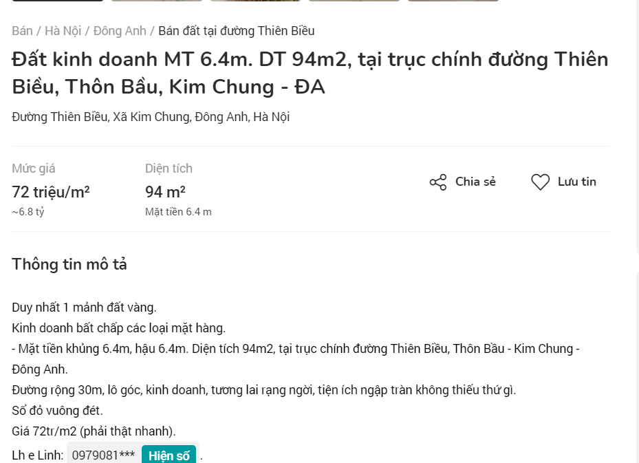 Giá đất trung bình tại Đông Anh tăng khoảng 20% - Ảnh 1.