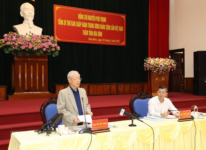 Tổng Bí thư Nguyễn Phú Trọng làm việc với lãnh đạo tỉnh Hòa Bình - Ảnh 9.