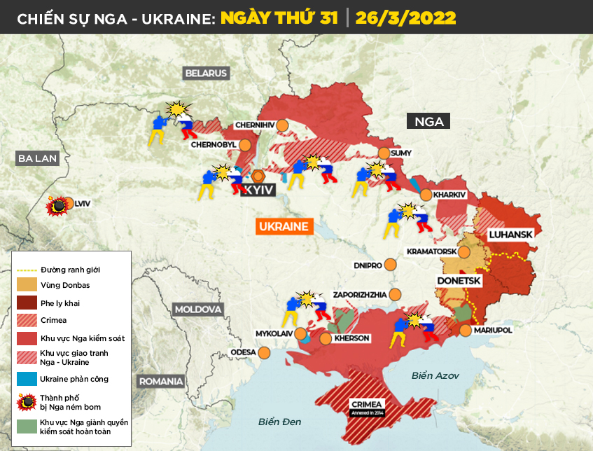 Chiến sự Nga - Ukraine ngày 27/3: Ukraine giành lại  kiểm soát lãnh thổ, Nga sẽ tăng cường vũ khí hiện đại tới Ukraine - Ảnh 2.