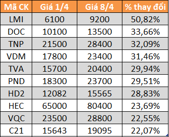 10 cổ phiếu tăng/giảm mạnh nhất tuần: Nhóm vốn hóa vừa và nhỏ lao dốc - Ảnh 3.