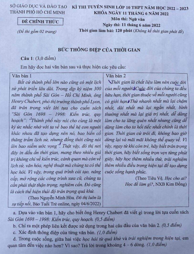 Gợi ý đáp án đề thi môn Văn kỳ thi tuyển sinh lớp 10. - Ảnh 1.