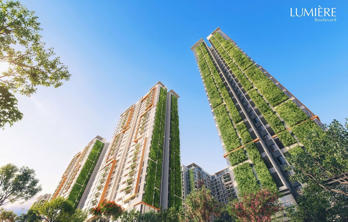 Khu vườn trên không tạo nên lớp không gian xanh ấn tượng tại LUMIÈRE Boulevard