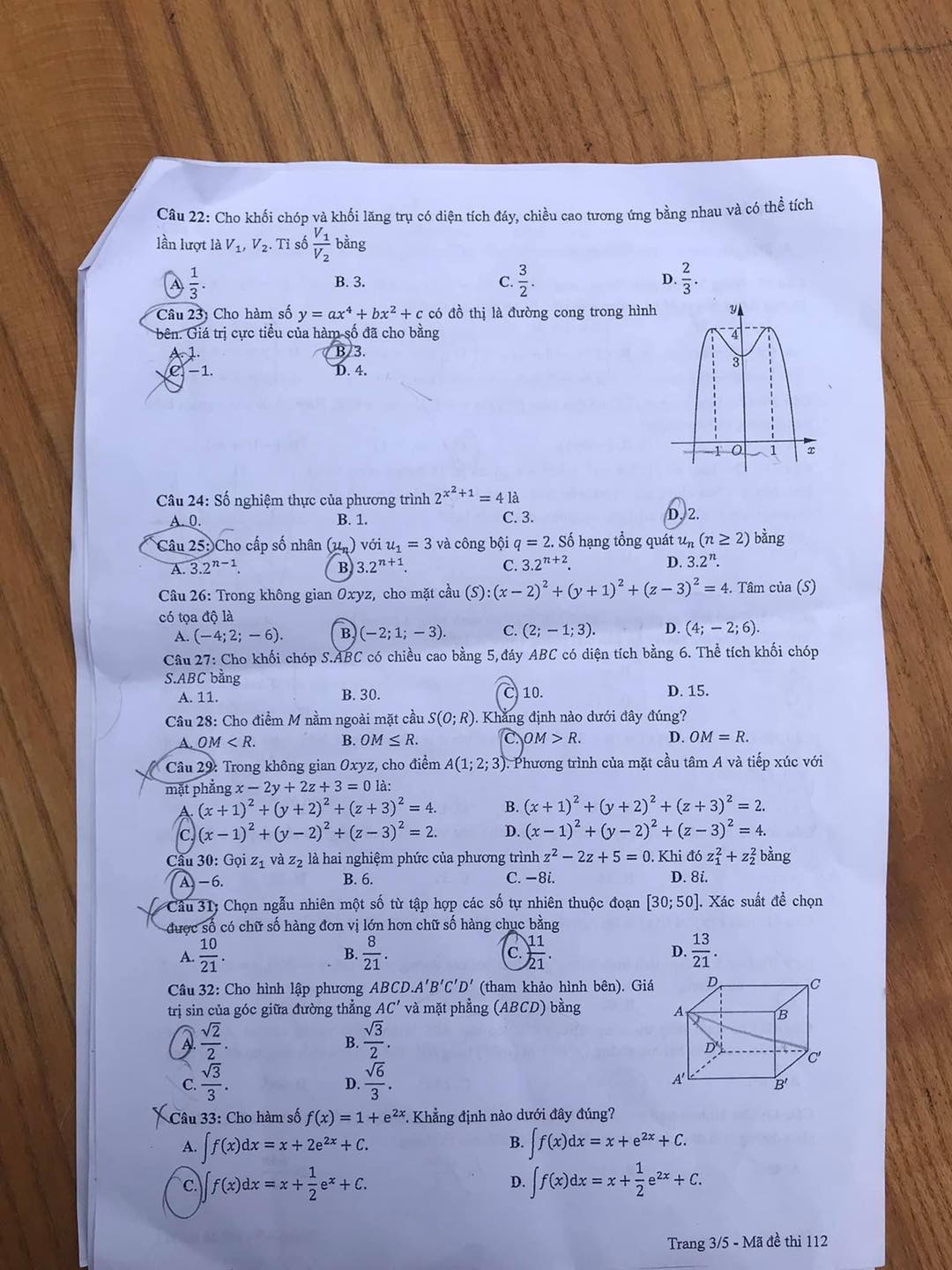 Đề thi môn Toán tốt nghiệp THPT 3 năm gần đây có đáp án - Ảnh 23.