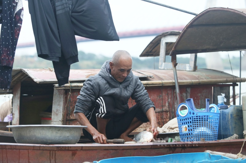 Cuộc sống lênh đênh của những phận người “ăn ngủ” dưới lòng sông Hồng ước mơ một lần ăn Tết trên bờ - Ảnh 3.