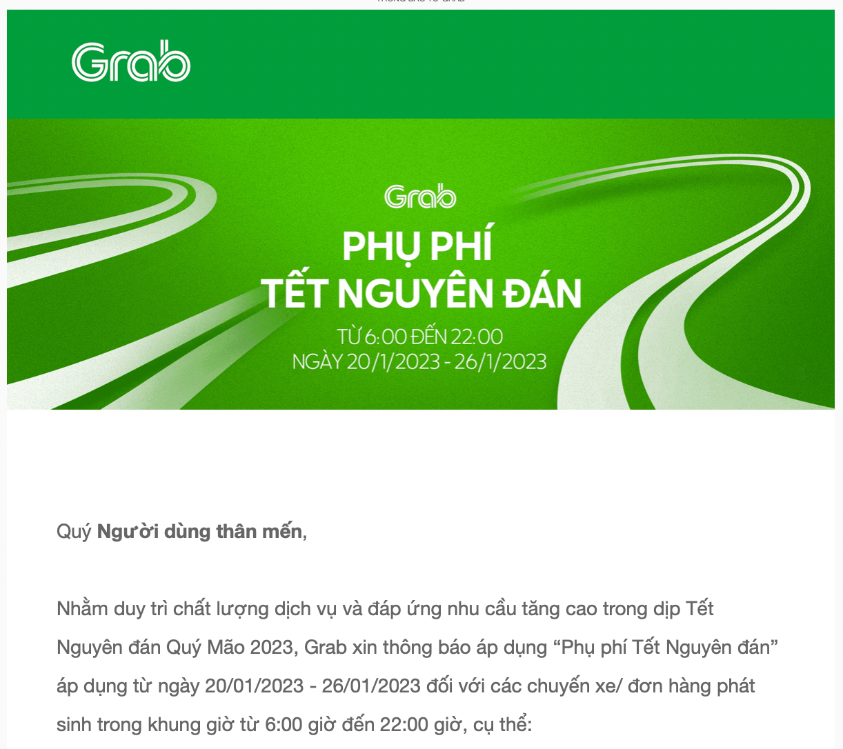 Grab lại thu phụ phí người dùng dịp Tết Nguyên đán 2023 - Ảnh 1.