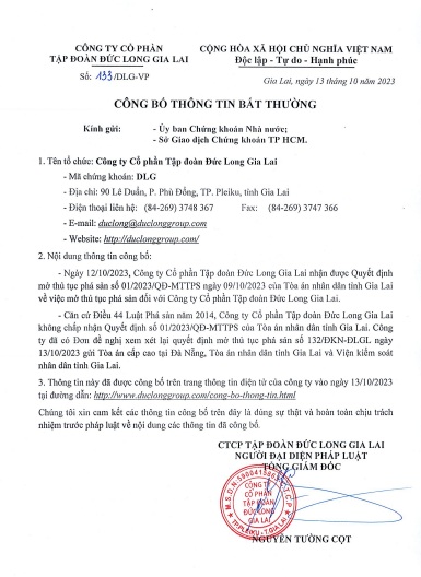 Đức Long Gia Lai phản ứng ra sao trước việc TAND tỉnh Gia Lai yêu cầu mở thủ tục phá sản? - Ảnh 2.