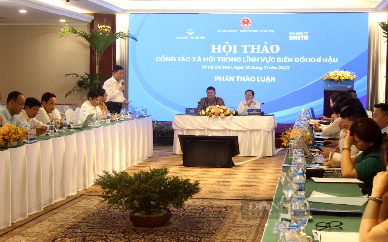 Hội thảo Công tác xã hội trong lĩnh vực biến đổi khí hậu do Cục bảo trợ xã hội (Bộ Lao động – Thương binh và Xã hội) phối hợp báo Dân Trí tổ chức tại TP.HCM. Ảnh: Nguyên Vỹ