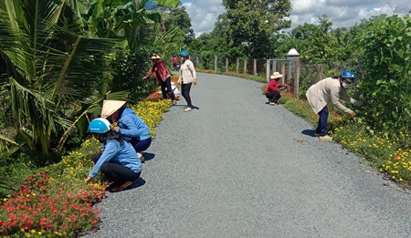 Đường hoa nông thôn mới trồng hoa mười giờ đẹp như phim ở một vùng quê Tiền Giang - Ảnh 1.