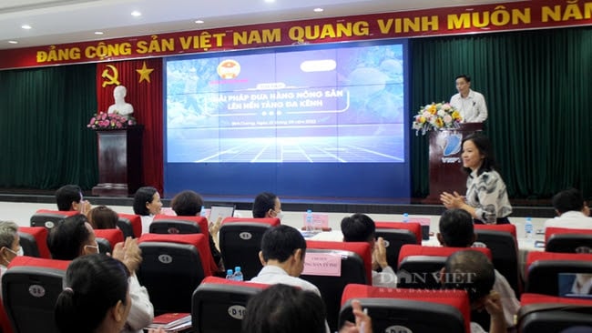 Hội Nông dân Bình Dương phối hợp tổ chức chuyên đề Giải pháp đưa hàng nông sản lên nền tảng đa kênh. Ảnh: Trần Khánh