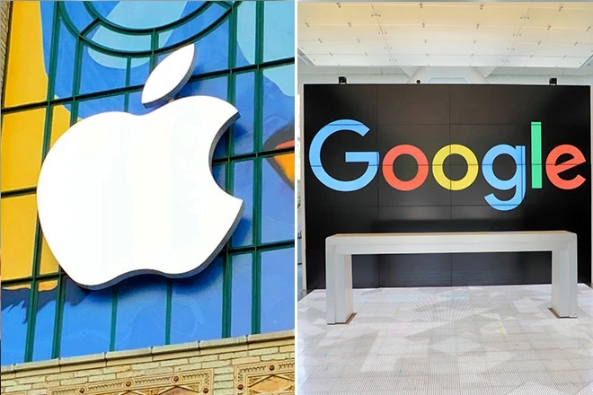 Ủy ban Thương mại Công bằng Nhật Bản đã tiến hành khảo sát và phỏng vấn Google, Apple, các nhà phát triển ứng dụng cung cấp sản phẩm của họ cho hai công ty, và người dùng điện thoại thông minh như một phần của nghiên cứu. Ảnh: @AFP.