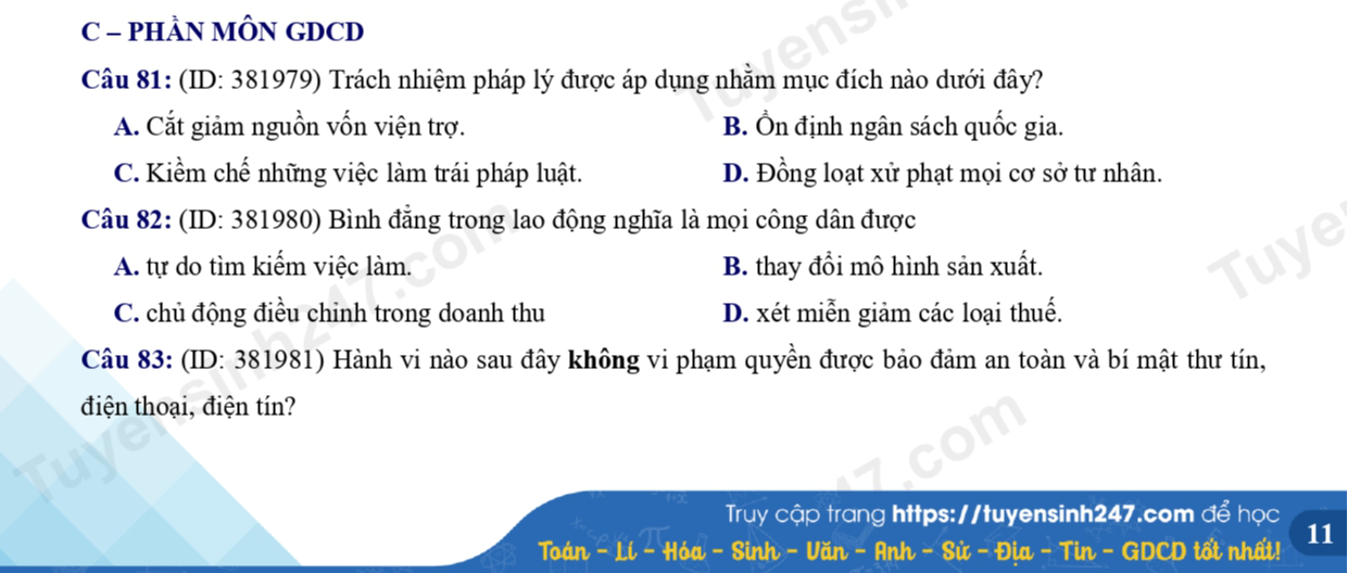 Đề thi thử tốt nghiệp THPT môn Giáo dục công dân năm 2023 - Ảnh 6.
