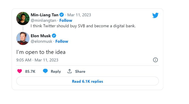 Tỷ phú Elon Musk để ngỏ khả năng mua lại ngân hàng SVB - Ảnh 2.