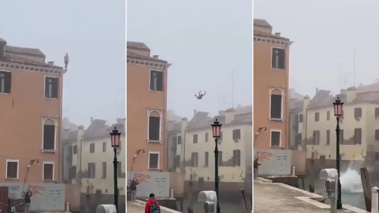 Venice: Truy tìm du khách nhảy từ nhà 3 tầng xuống kênh nước - Ảnh 1.