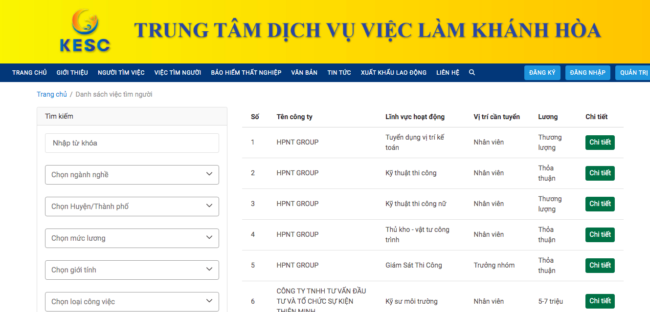 dữ liệu người tìm việc - việc tìm người 