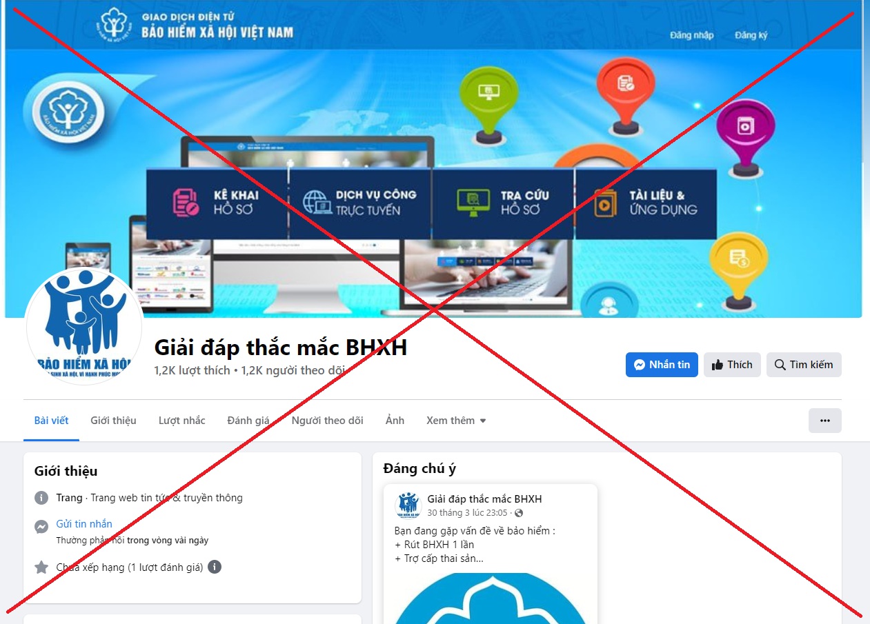 Cảnh báo về việc tiếp tục xuất hiện FanPage giả mạo  cơ quan BHXH Việt Nam để lừa đảo - Ảnh 1.