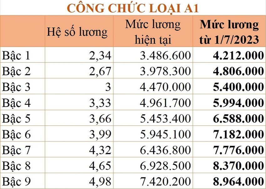 Mức lương của công chức, viên chức, sĩ quan quân đội từ ngày 1-7 - Ảnh 2.