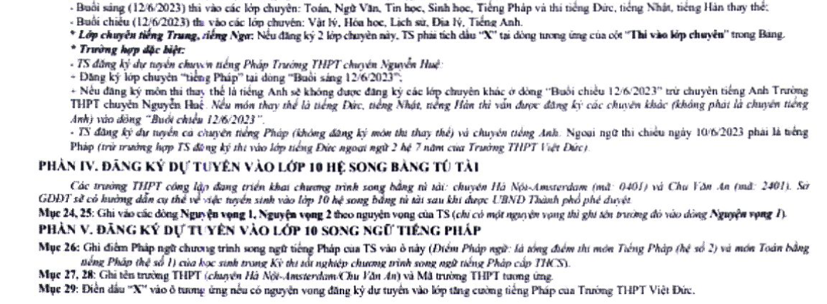 Hướng dẫn ghi phiếu đăng ký dự tuyển vào lớp 10 Hà Nội 2023-2024 - Ảnh 4.