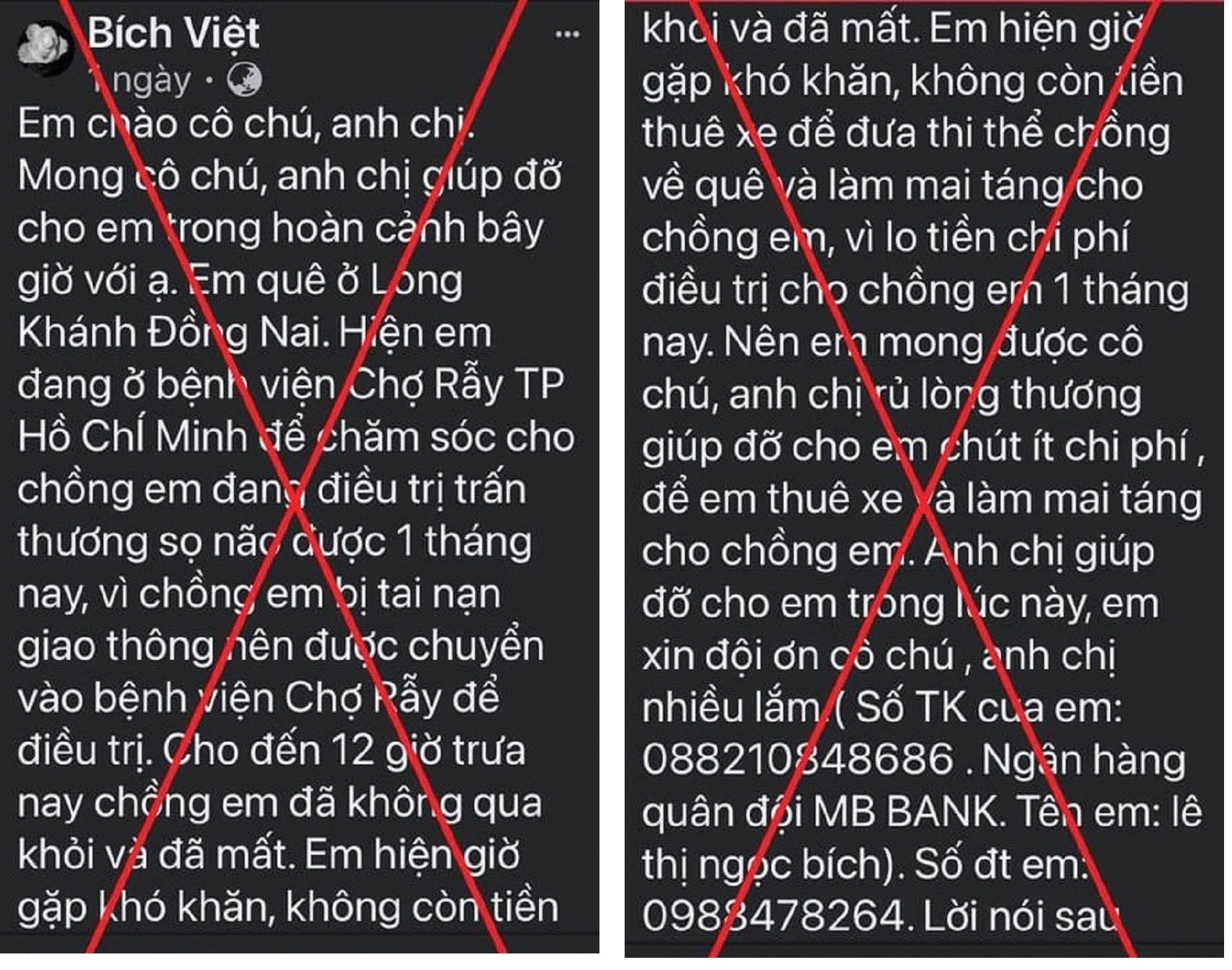 Cảnh báo lừa đảo xin tiền từ thiện đưa chồng về quê mai táng - Ảnh 3.