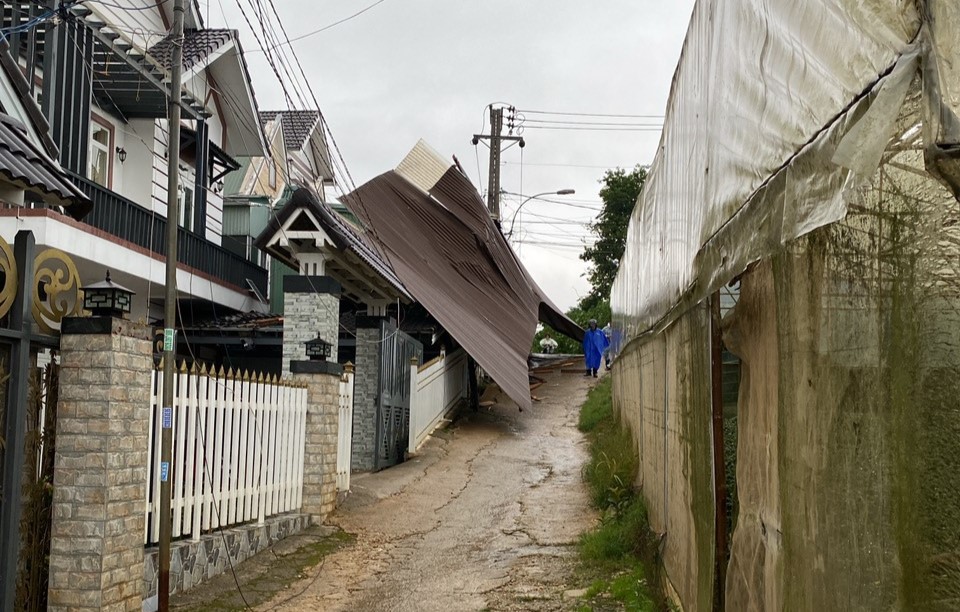 Mưa to kèm lốc xoáy gây thiệt hại hàng trăm triệu đồng về nhà nhà kính, nhà ở của người dân TP.Đà Lạt - Ảnh 2.