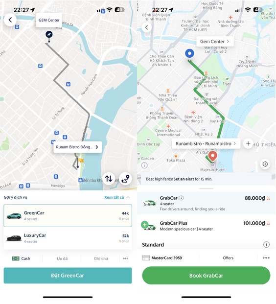 Giá Taxi Xanh SM thấp hơn đáng kể so với taxi công nghệ.