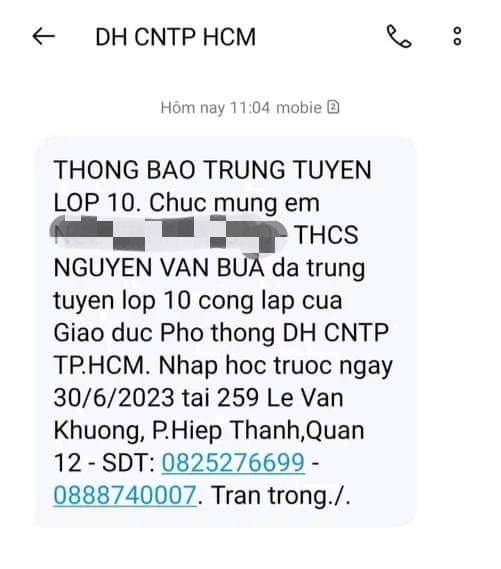 Nhắn tin thông báo trúng tuyển lớp 10, một trung tâm &quot;phanh gấp&quot; vì sai quy định - Ảnh 2.