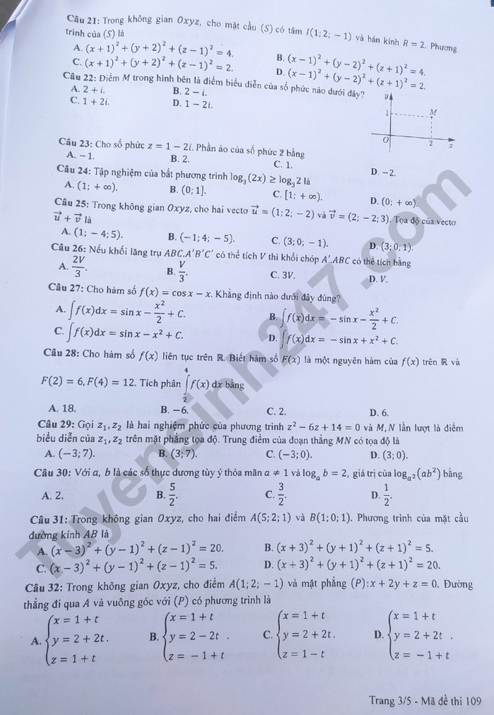 Cập nhật đề thi môn Toán tốt nghiệp THPT 2023 chính xác nhất - Ảnh 44.