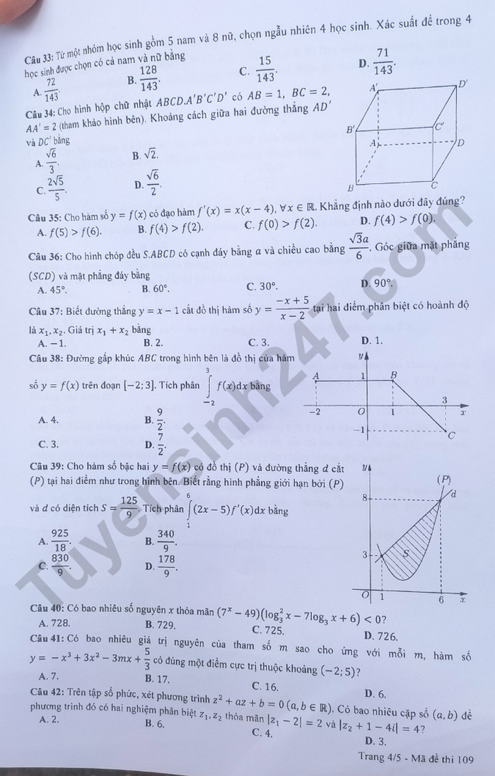 Cập nhật đề thi môn Toán tốt nghiệp THPT 2023 chính xác nhất - Ảnh 45.