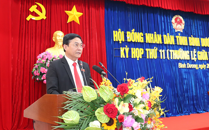Ông Nguyễn Văn Lộc - Chủ tịch HĐND khai mạc Kỳ họp thứ 11 - HĐND tỉnh Bình Dương khóa X. Ảnh: T.L