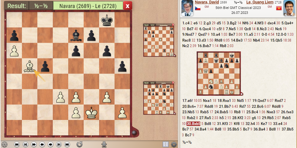 Lê Quang Liêm gặp David Navara, vòng cuối Biel Grandmaster 2023 - Ảnh 1.