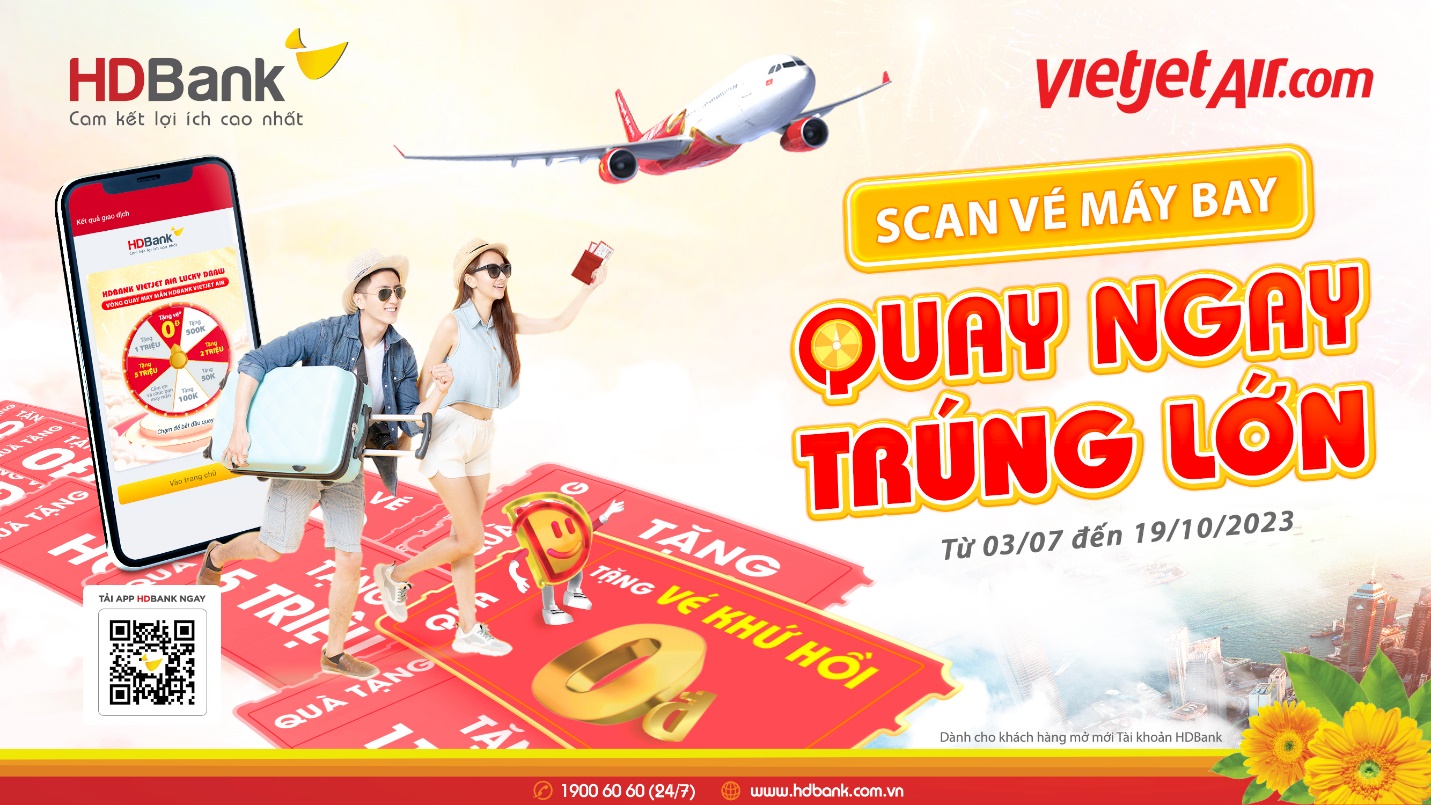Bay Vietjet, nhận ngay hoàn tiền và gần 9.000 giải thưởng cùng HDBank - Ảnh 1.
