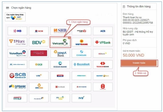 Cách thanh toán nguyện vọng 2023 bằng ngân hàng Mbbank, Vietcombank, Vietinbank - Ảnh 5.