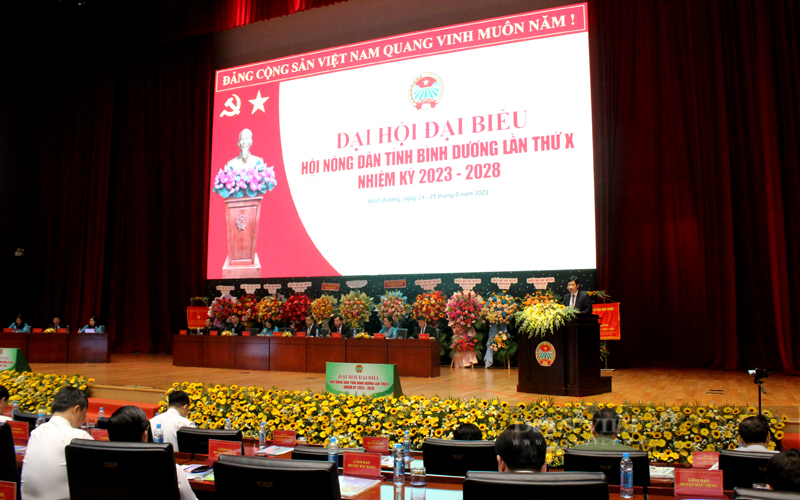 Đại hội Đại biểu Hội Nông dân tỉnh Bình Dương lần thứ X, nhiệm kỳ 2023-2028 bước vào ngày làm việc thứ 3, phiên bế mạc. Ảnh: Nguyên Vỹ