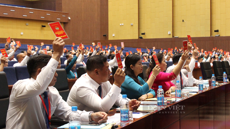 Đại hội đã thông qua tổng hợp ý kiến dự thảo văn của Ban Chấp hành Hội Nông dân tỉnh Bình Dương khóa IX, nhiệm kỳ 2018-2023. Ảnh: Nguyên Vỹ