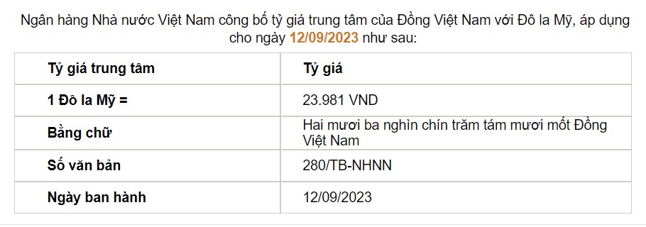Tỷ giá USD hôm nay 12/9: Tỷ giá trung tâm mất mốc 24.000 đồng ngay sau khi lập đỉnh - Ảnh 2.