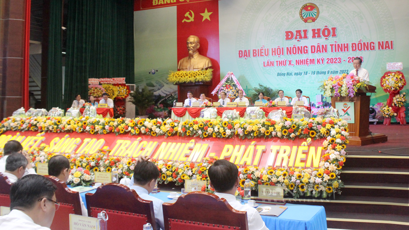Ngày 19/9, Đại hội đại biểu Hội Nông dân tỉnh Đồng Nai lần thứ X nhiệm kỳ 2023-2028 bước vào phiên toàn thể. Ảnh: Nguyên Vỹ