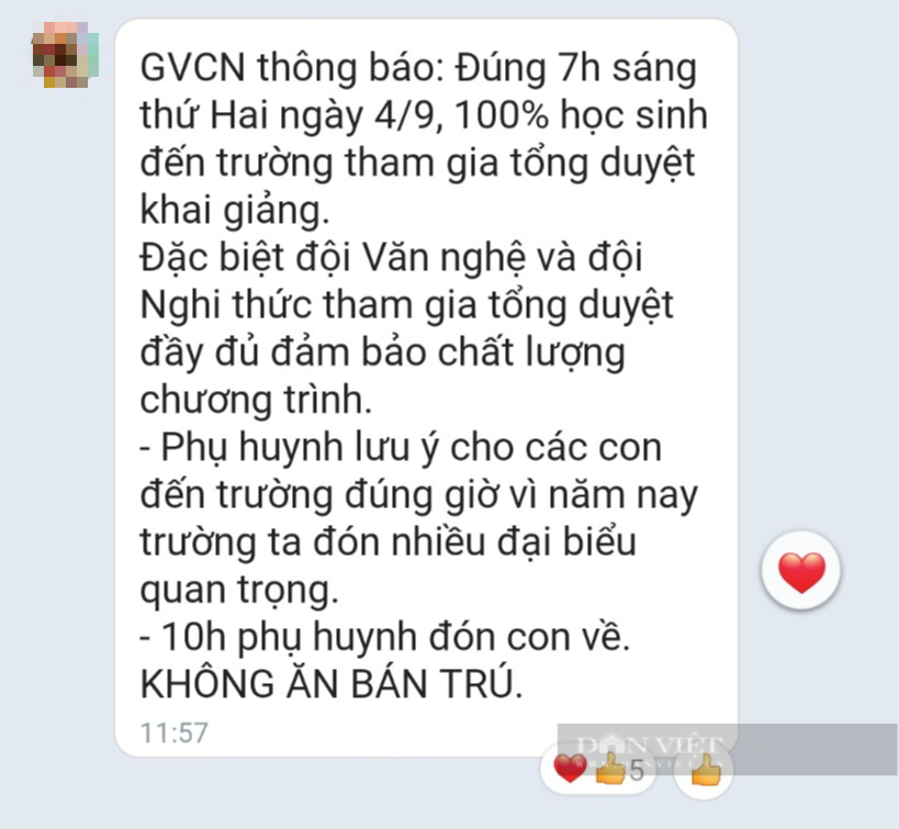 Phụ huynh bức xúc: Chưa hết lễ 2/9 phải lo con đến trường tập dượt khai giảng vì &quot;có đại biểu quan trọng&quot; - Ảnh 1.