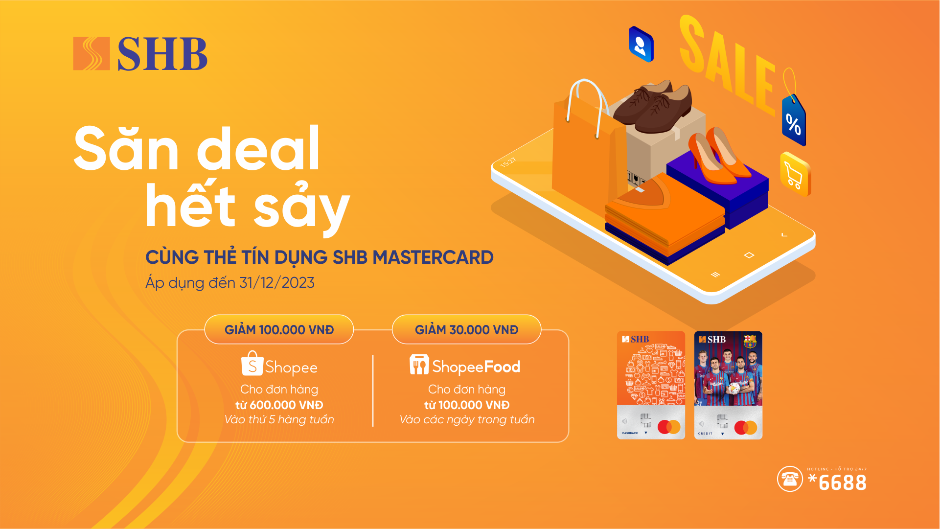 Hàng chục ngàn Evoucher giảm giá Shopee và ShopeeFood tặng riêng chủ thẻ tín dụng SHB Mastercard - Ảnh 1.