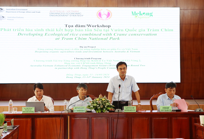 Đồng Tháp dự định trồng lúa sinh thái để đưa sếu đầu đỏ trở về Tràm Chim- Ảnh 1.