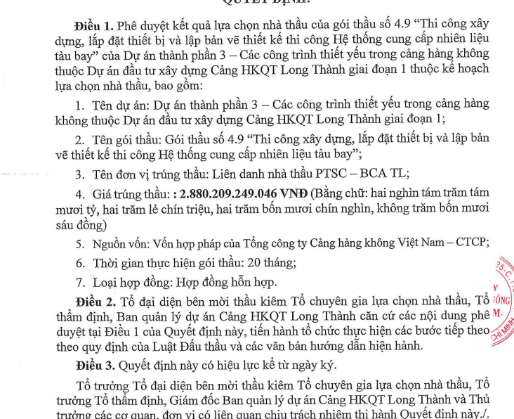 Liên danh của PTSC trúng gói thầu gần 3.000 tỷ thuộc sân bay Long Thành - Ảnh 1.