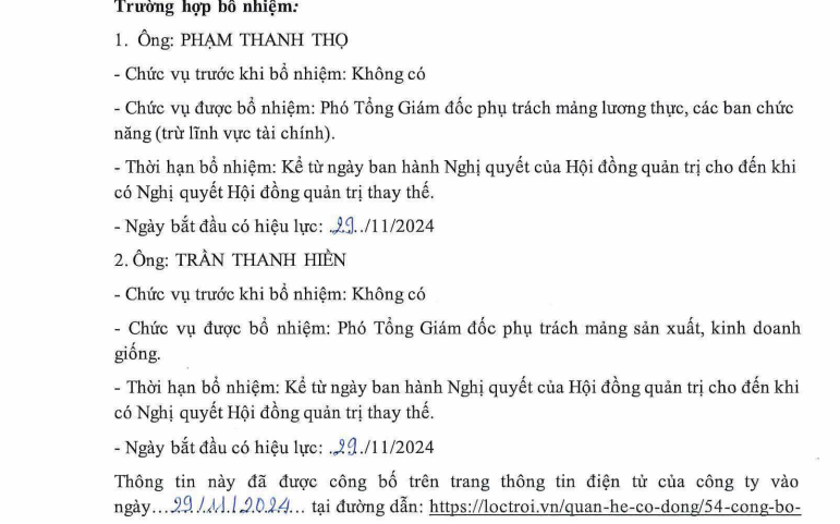 Lộc Trời bổ nhiệm cùng lúc 2 Phó Tổng Giám đốc trước thềm ĐHĐCĐ bất thường - Ảnh 1.