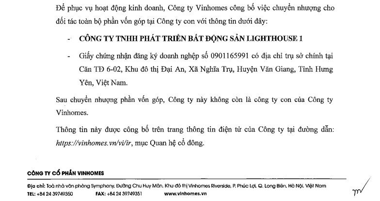 Vinhomes thoái sạch vốn khỏi công ty con sau 5 tháng - Ảnh 1.