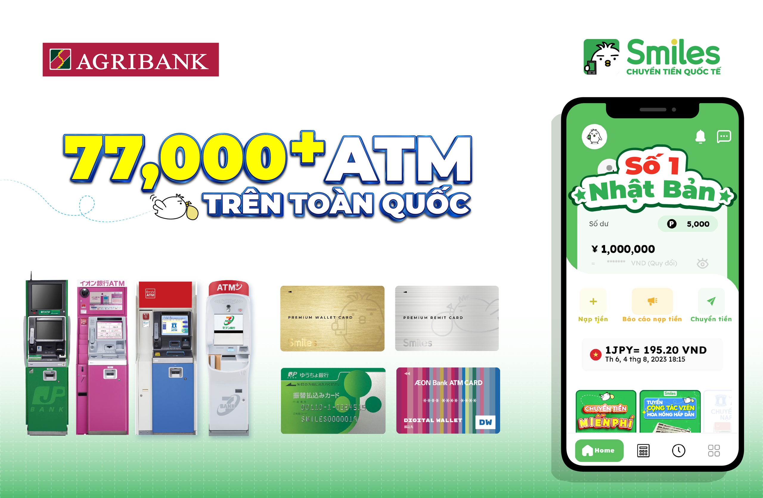 Chuyển tiền Nhật - Việt nhanh chóng qua Smiles Mobile Remittance, nhận tiền an toàn tại Agribank - Ảnh 1.